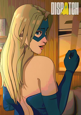Blonde Superheroine in Blue Mask