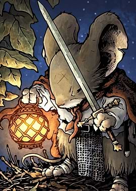 Brave Mouse Warrior with Lantern