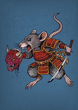 Samurai Rat with Oni Mask