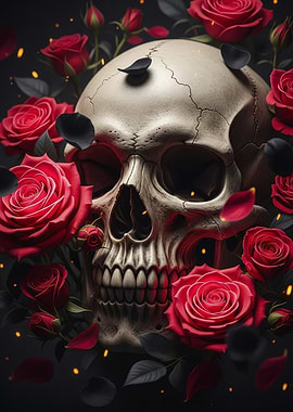 Skull and Roses Dark Beauty