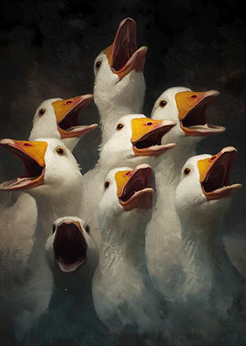 Honking Geese Painting