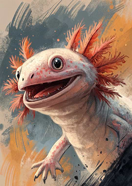 Smiling Axolotl Portrait