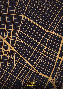 Soho Manhattan Map Art