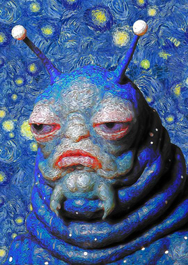 Alien Portrait in Starry Night Style