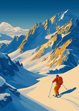 Skier in Mountain Landscape