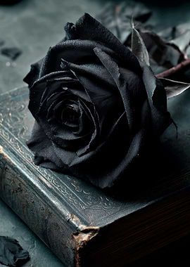 Black Rose on Antique Book