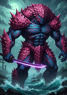 Armored Warrior Glowing Sword