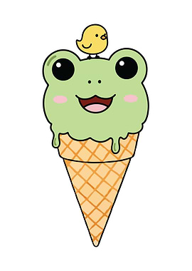 Frog Ice Cream with Bird Topping