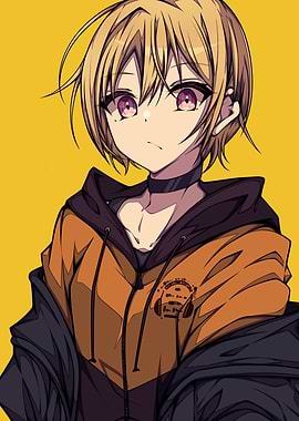 Anime Boy with Hoodie and Choker