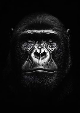 Monochrome Gorilla Portrait