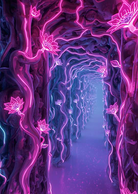 Neon Floral Tunnel
