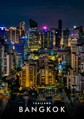 Bangkok Thailand Cityscape at Night