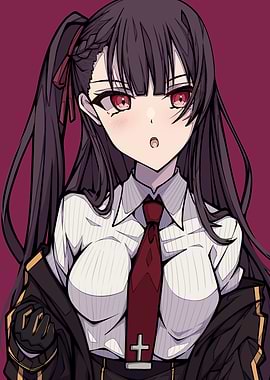 Anime Girl with Red Eyes