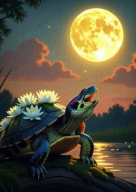 Turtle Flowers Moon
