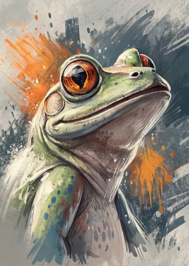 Frog Portrait with Abstract Background
