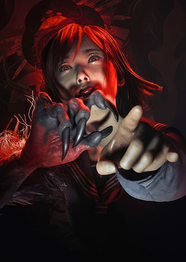 Horror Girl with Monster Hand