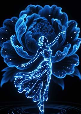 Blue Neon Dancer Flower