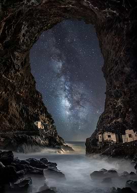 Cave Opening to Milky Way