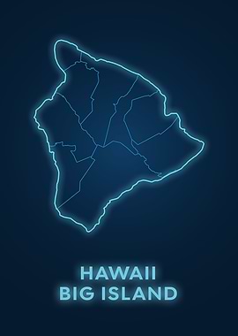 Hawaii Big Island Neon Map