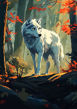 Wolf in Autumn Forest