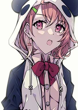Anime Girl in Panda Hoodie