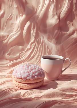 Pastel Coffee & Soft Pink Dessert Art Print