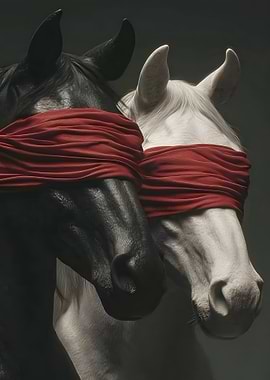 Blindfolded Horses: Black and White Contrast