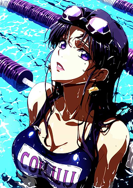Anime Girl in Swimming Pool