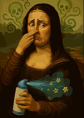Mona Lisa Funny Bathroom Art Print