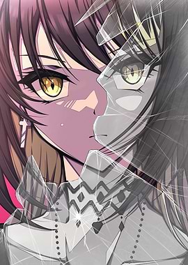 Anime Girl Reflection in Broken Glass