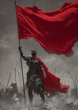 Warrior Red Flag in Battle