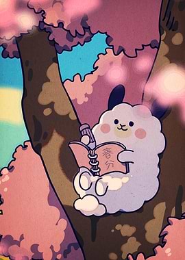 Cute Reading Cherry Tree