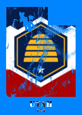 Utah USA State Topographic Contour Relief Map blending terrain features into its emblematic colorful flag