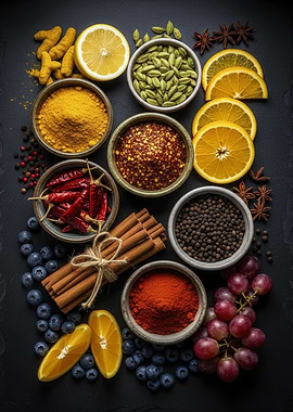 Spices and Fruits Still Life