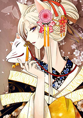 Anime Girl with Fox Mask