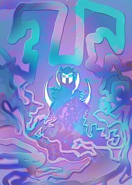 Abstract Warrior in Blue and Purple