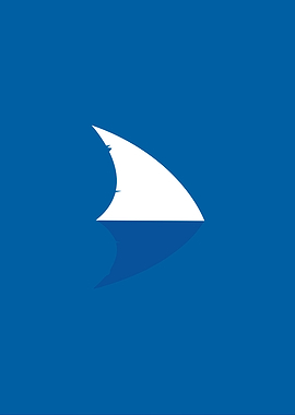 Minimalist Shark Fin on Blue