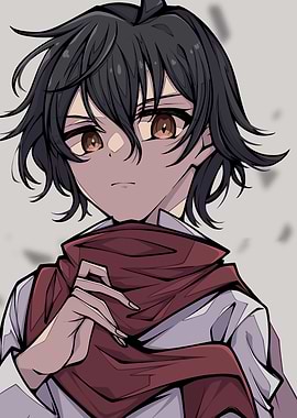 Anime Boy with Red Scarf