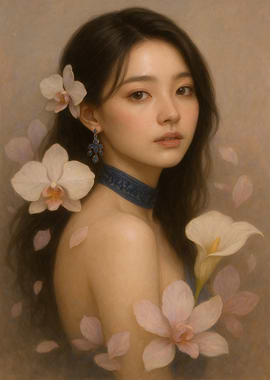 Elegant Portrait with Flowers