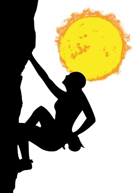Rock Climbing Silhouette with Sun