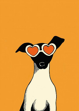 Dog with Heart-Shaped Sunglasses