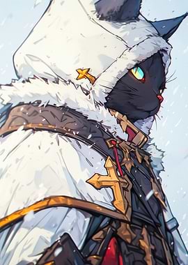 Armored Cat in Winter Hood