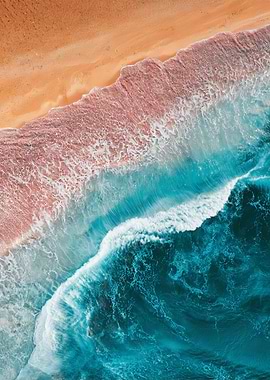 Aerial Beach Ocean Waves Sand Scene