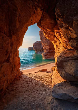 Cave Opening to Beach and Ocean