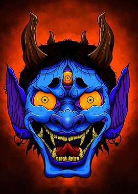 Blue Oni Mask with Third Eye
