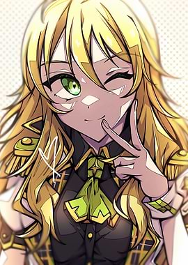 Anime Girl Winking with Peace Sign