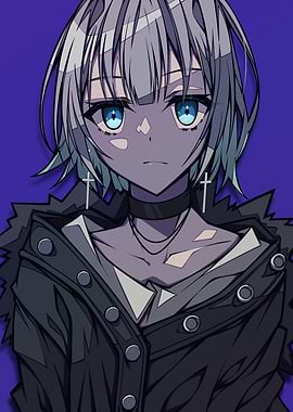 Anime Girl with Cross Earrings