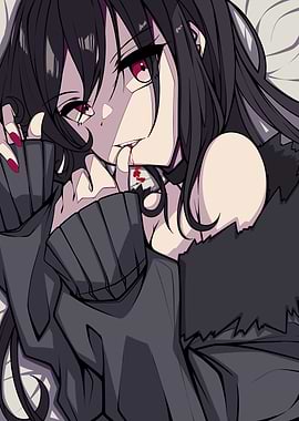 Anime Vampire Girl with Blood