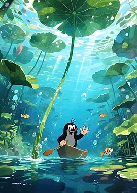 Krtek Mole Underwater Scene