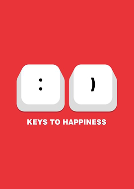 Minimalist Gamer Poster – Witty “Keys to Happiness” Tech Quote Art